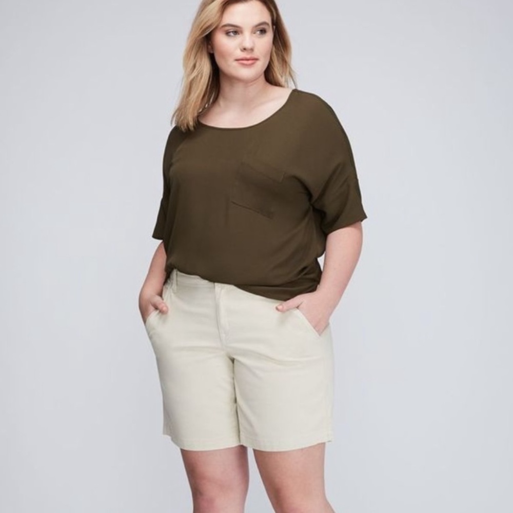 NWT Lane Bryant Khaki Bermuda Shorts Size 28W - Picture 1 of 8